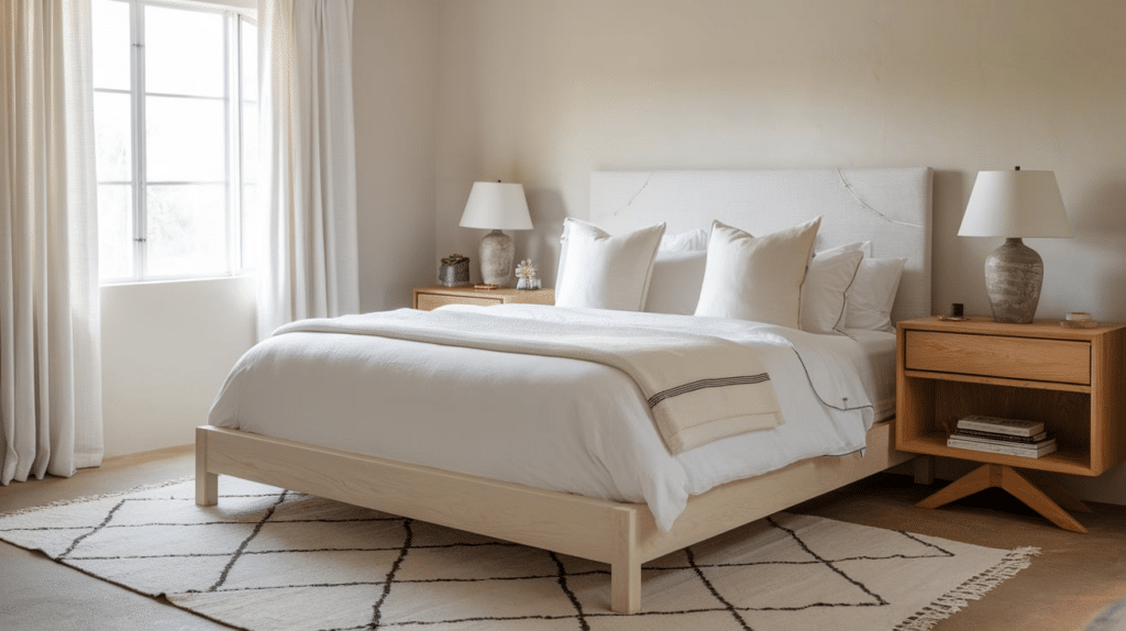 use light wood to warm the space