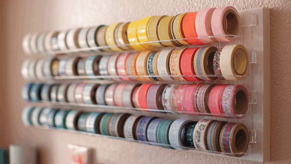 vertical ribbon and washi tape organizer