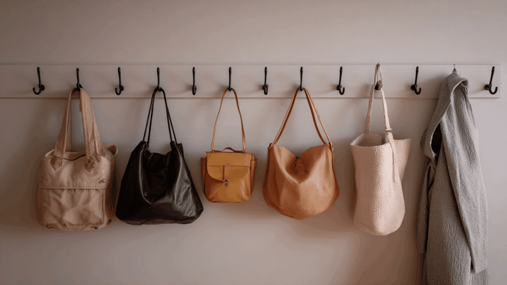 wall mounted hooks for bags and accessories