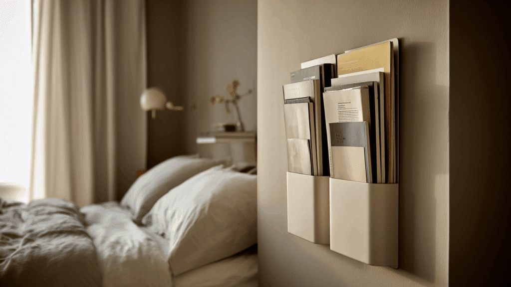wall mounted magazine or book pockets