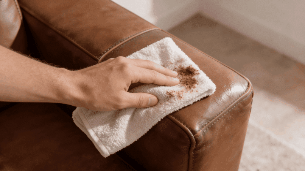 wipe away dirt and product with a microfiber towel