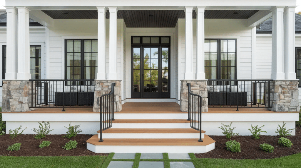 wrap around porch with mixed materials