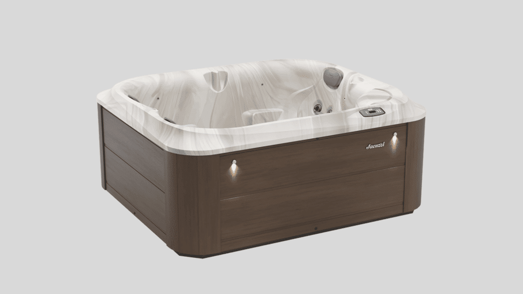 A jacuzzi hot tub against a light grey background.