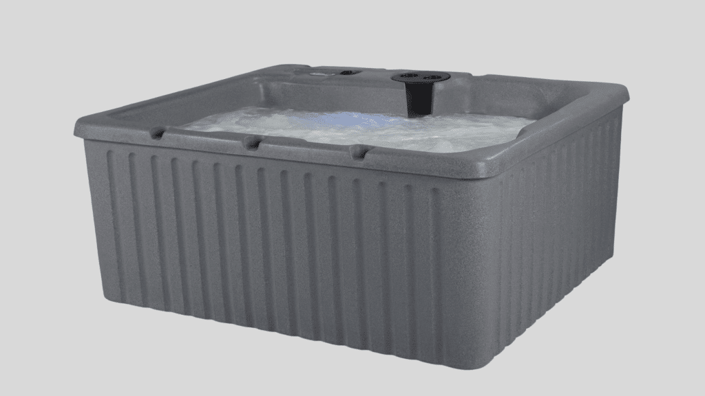 An Aqualife Current hot tub filled with bubbling water against a light grey background.