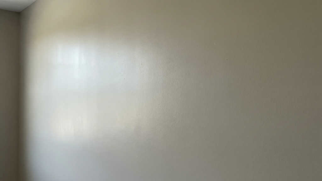 Close-up of satin paint finish showing soft sheen and smooth surface texture