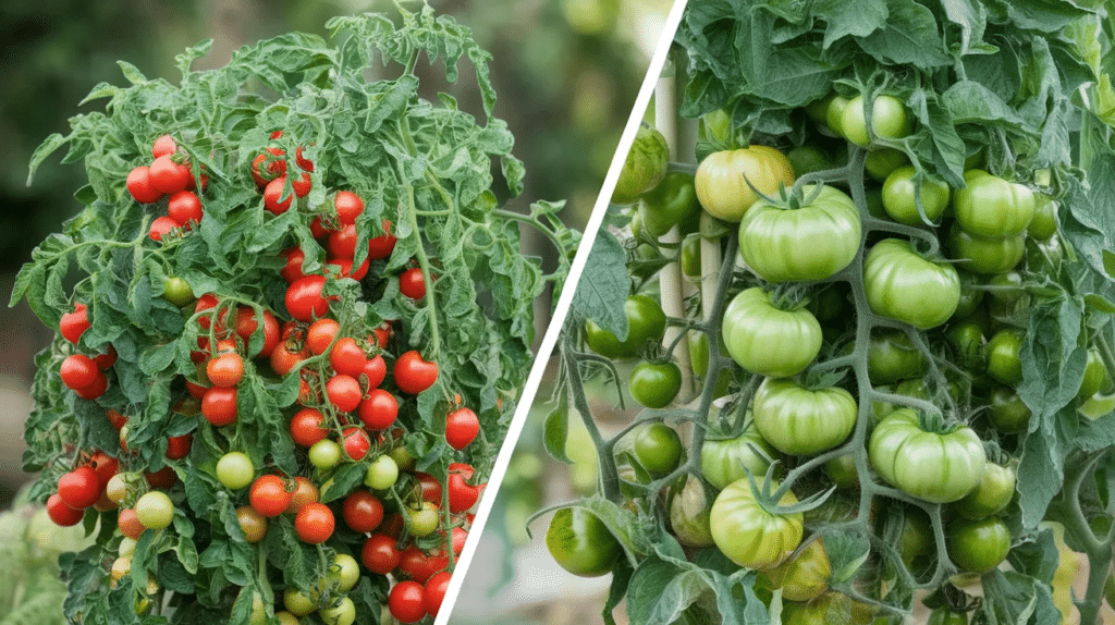 Comparison of determinate and indeterminate tomato plants