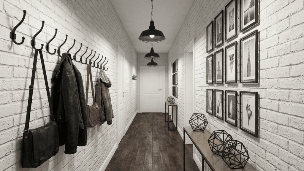 Coordinated hallway decor set with matching finishes