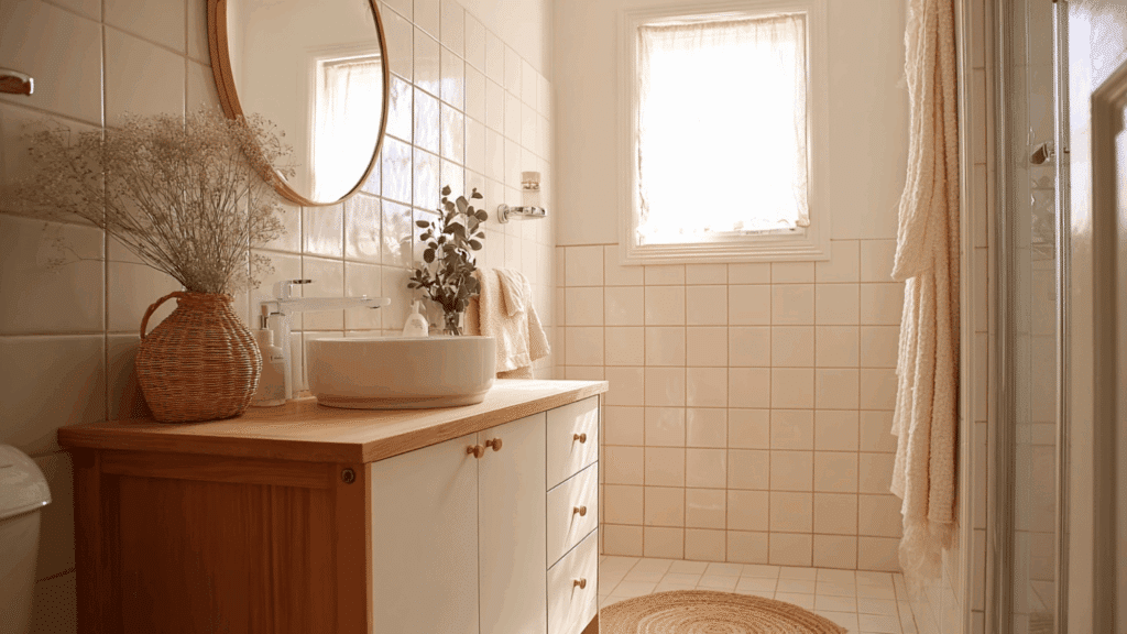 Creamy off-white bathroom walls creating a bright and timeless look (1)