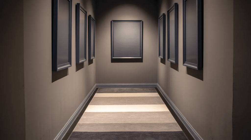 Hallway in monochrome gray color theme