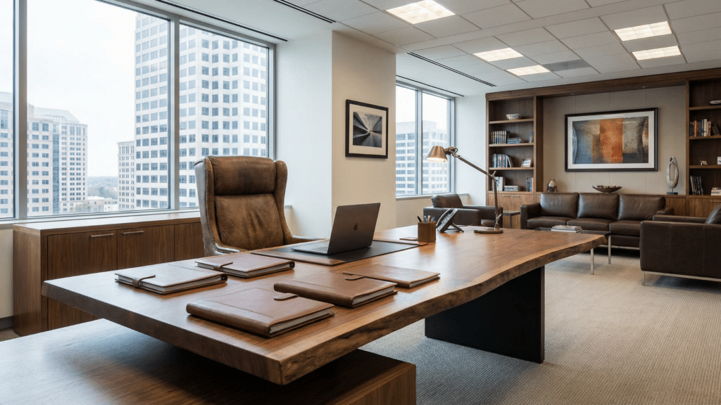Large executive desk showing standard executive desk dimensions