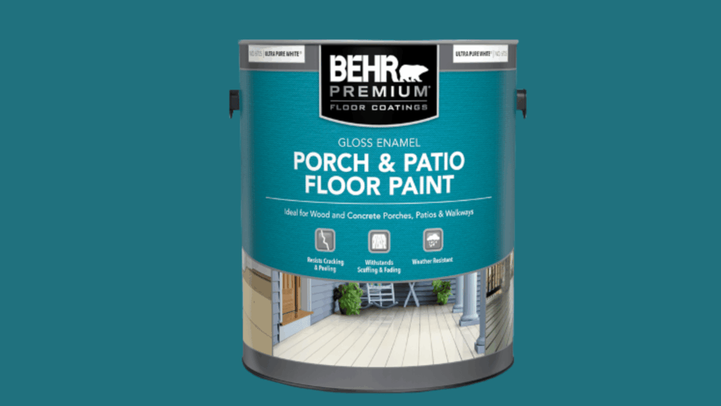 Metal can of Behr Premium Gloss Enamel Porch & Patio Paint