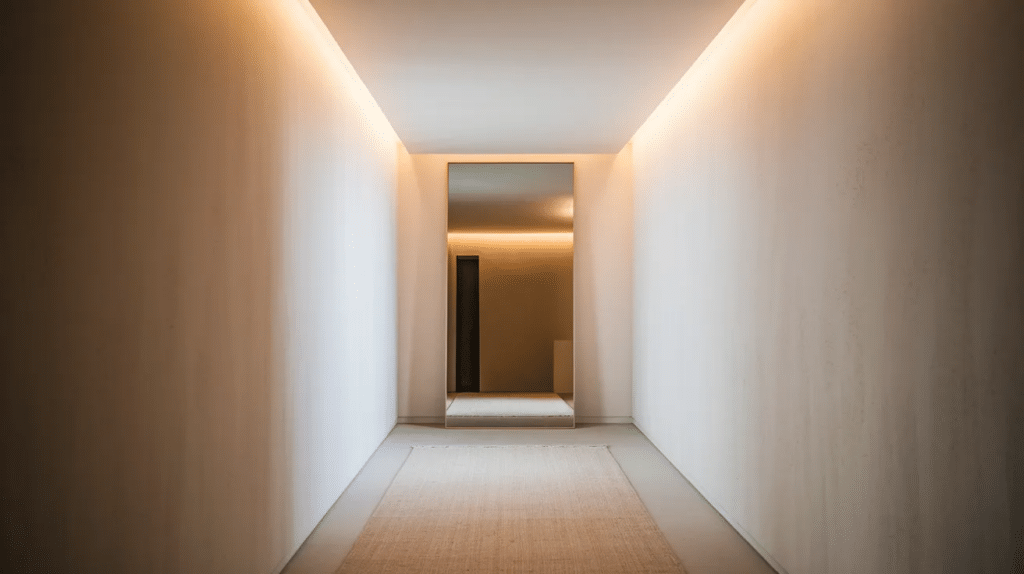 Minimalist hallway with simple decor and clean lines