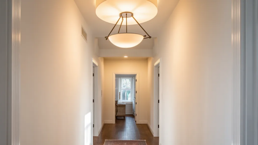 Modern ceiling light brightening up hallway
