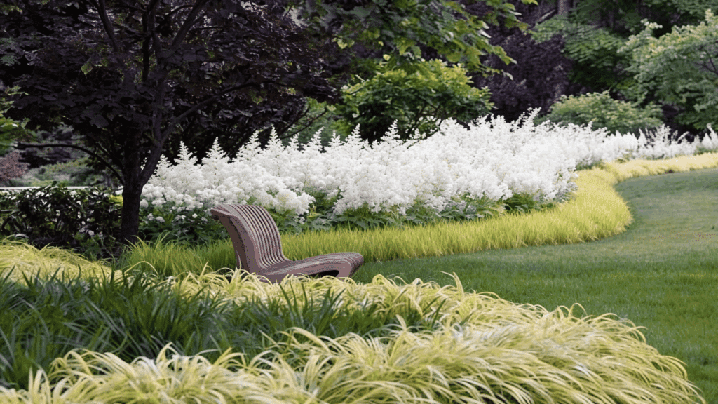 Ornamental grass edging creating soft natural borders