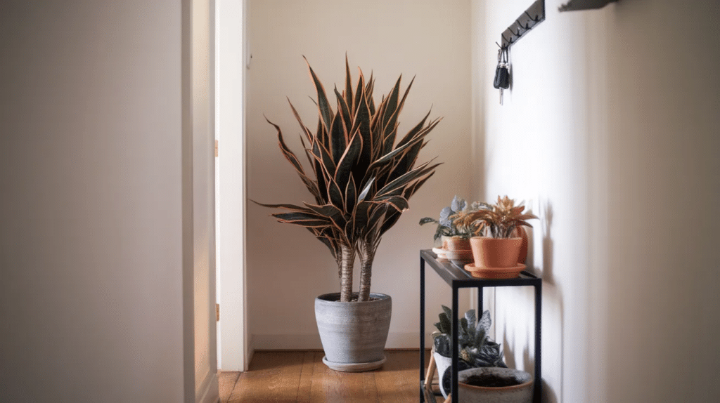 Potted plants adding greenery to hallway