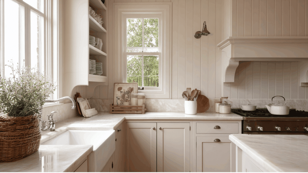 Shaker-style cabinets in a traditional cottage kitchen