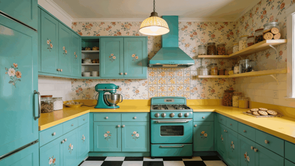 Vintage-style range cooker in a cottage kitchen