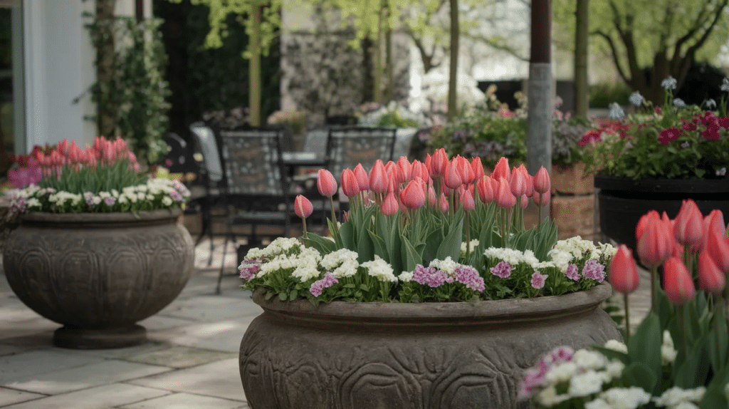 can you leave tulips in pots