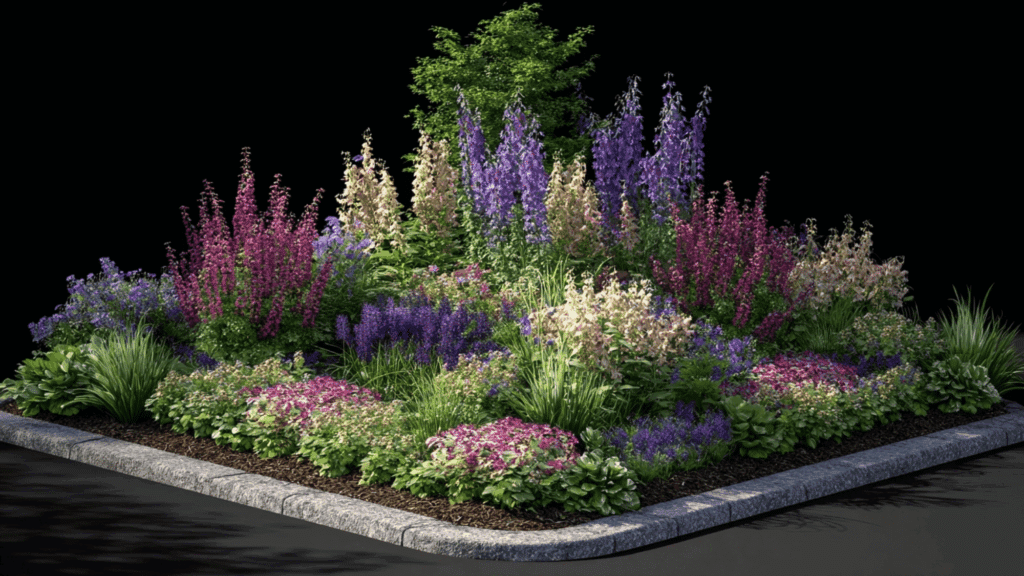 corner perennial flower bed layout plan