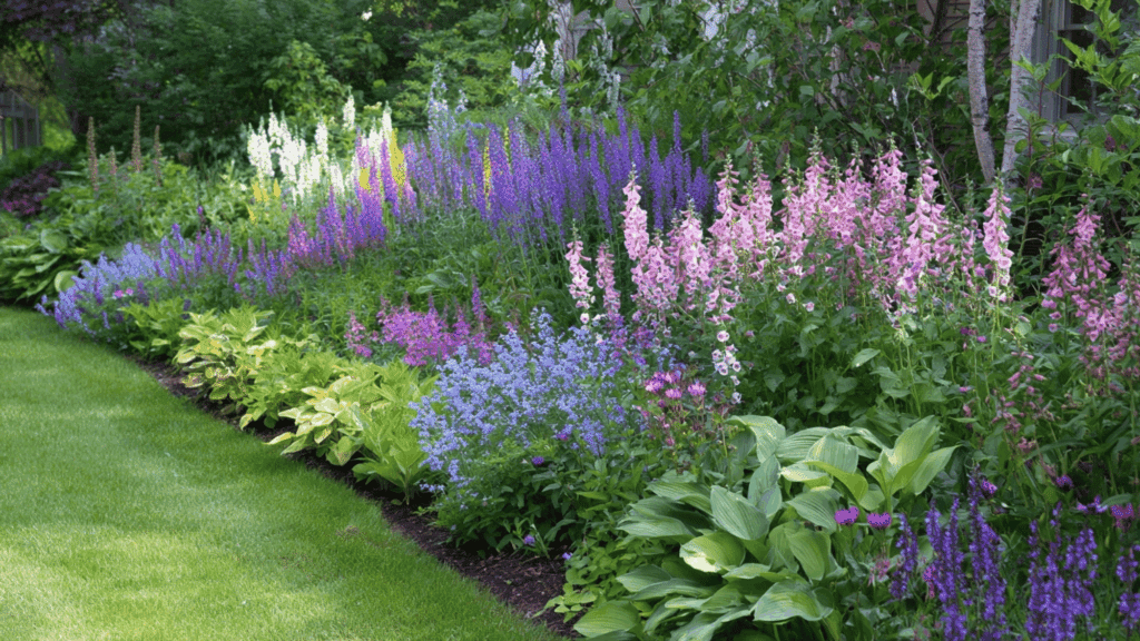 deer resistant perennial flower garden layout plan
