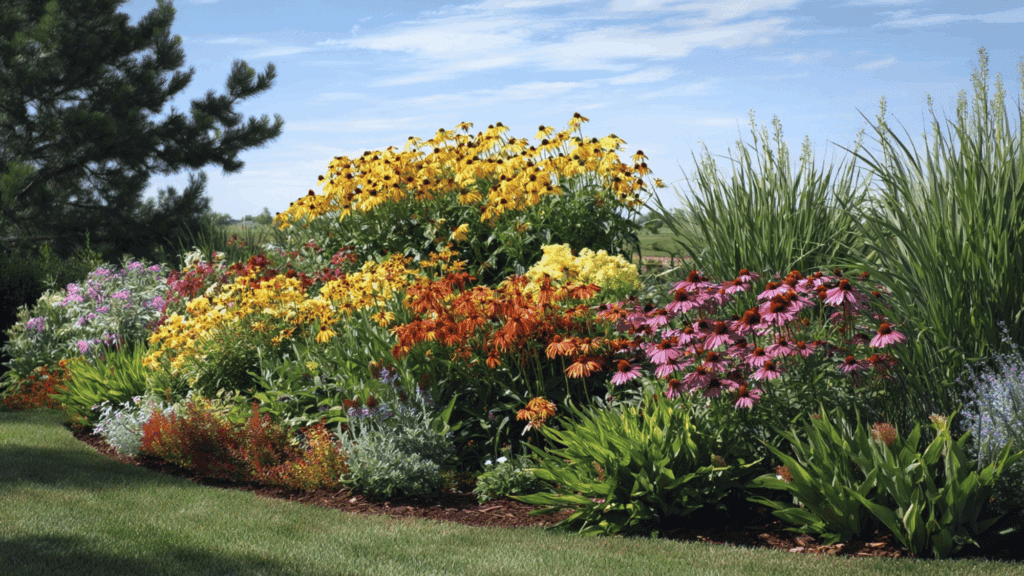 full sun perennial garden bed layout plan