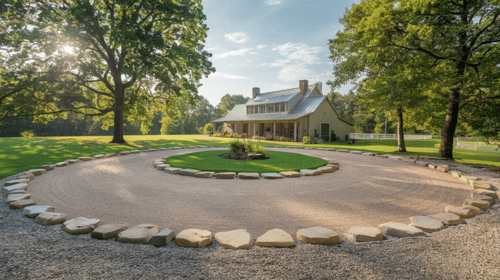 gravel-circle-drive-with-stone-border