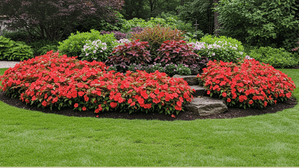 mixed height layered perennial flower garden layout plan