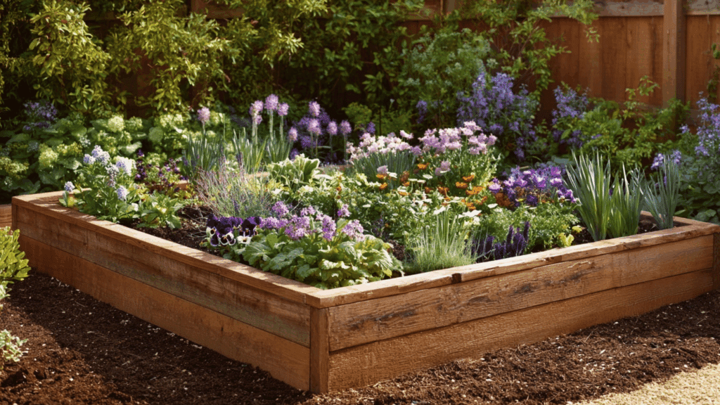raised bed perennial flower garden layout plan