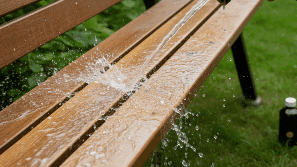 rinse thoroughly dry completely and skip teak oil outdoors