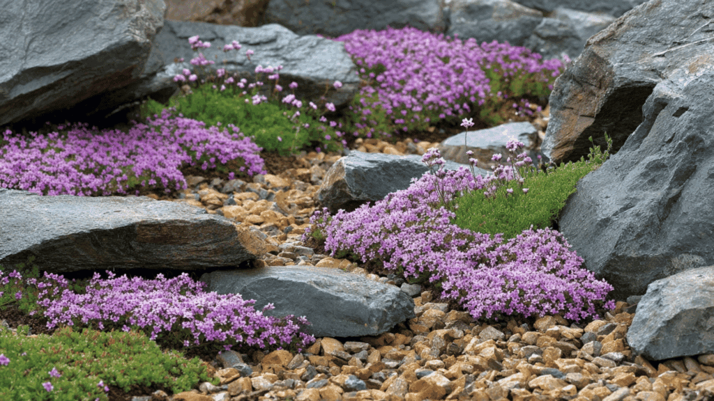 rock garden perennial flower layout plan