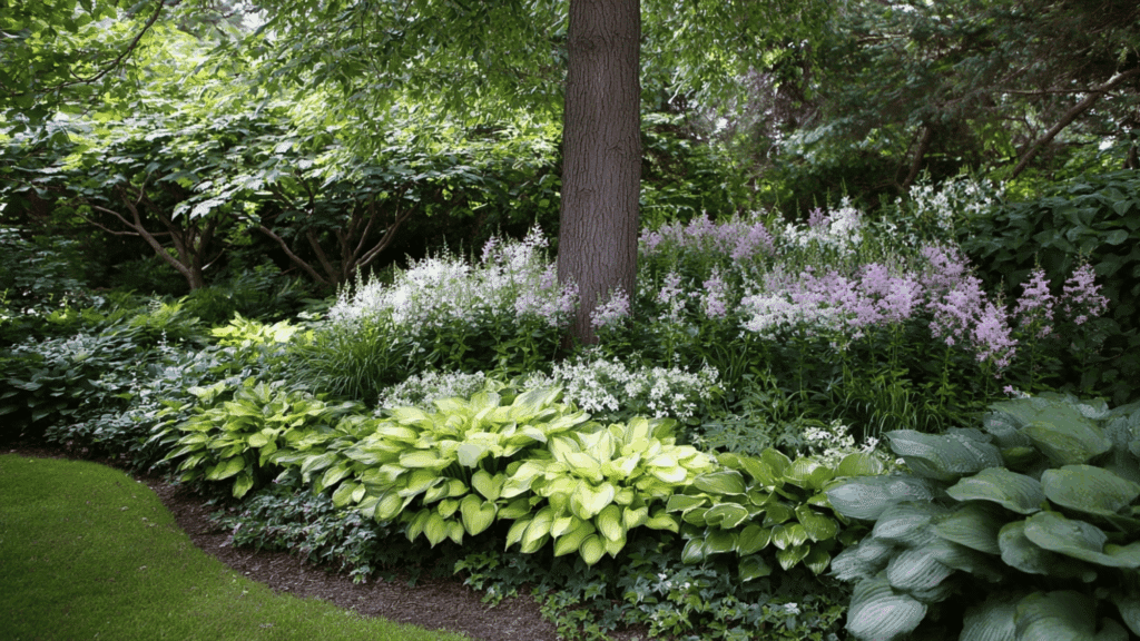 shade perennial flower garden design layout plan