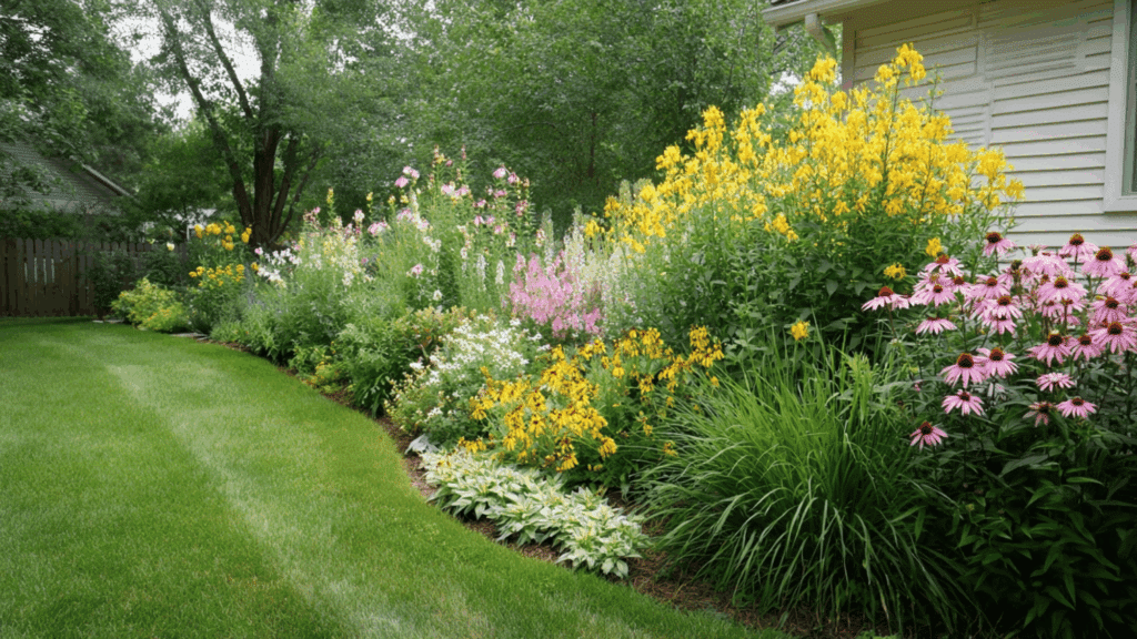 simple beginner perennial border layout plan