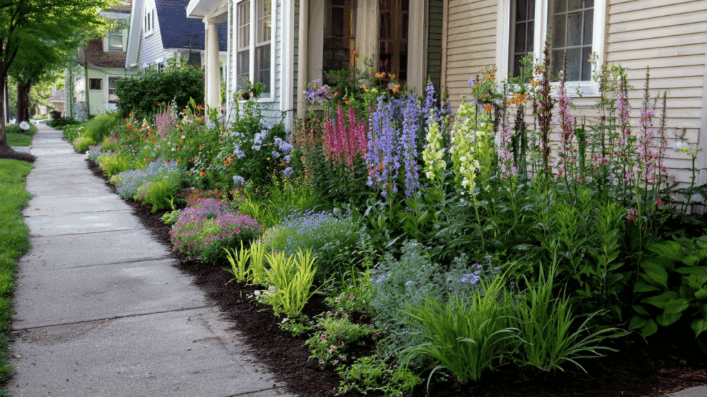 small space front yard perennial layout plan