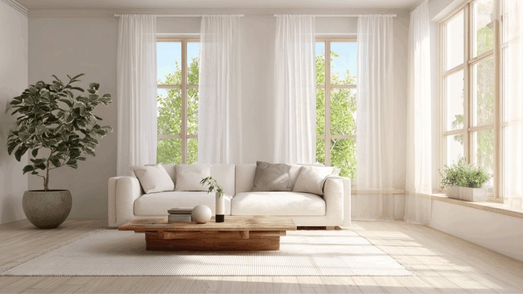 Rules and Principles of Feng Shui in Interior Design Minimalist living room showing balanced Feng Shui interior design layout