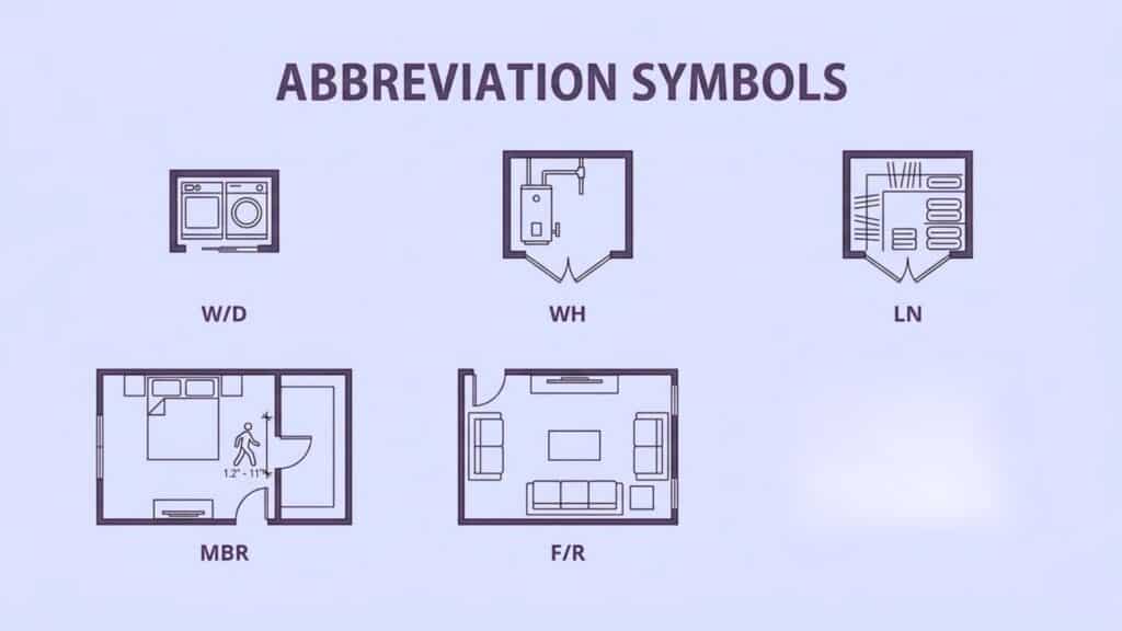 abbreviation floor plan symbols showing common architectural abbreviations used in construction drawings