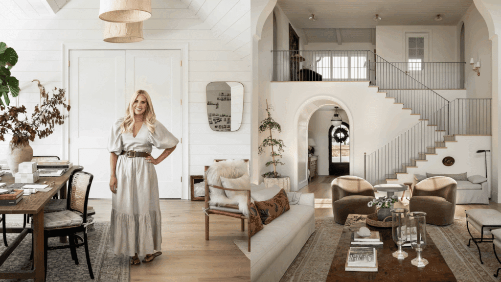 bright neutral home office with cozy textures and soft modern farmhouse style