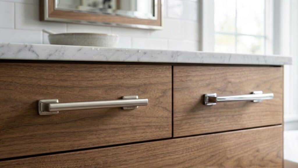 brushed nickel and chrome cabinet handles comparison while comparing polished nickel vs finished chrome