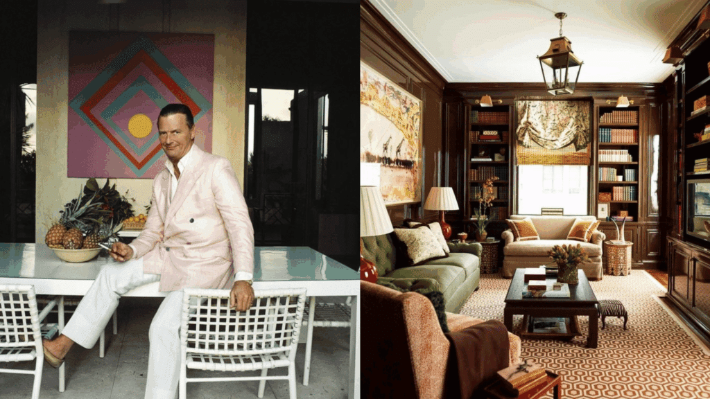 classic traditional living room with rich wood and timeless cozy decor