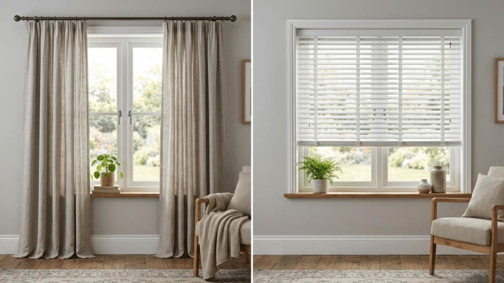 Curtains vs Blinds: Which Is Better for Your Home? comparison of both curtains vs blinds which suits the best in the room
