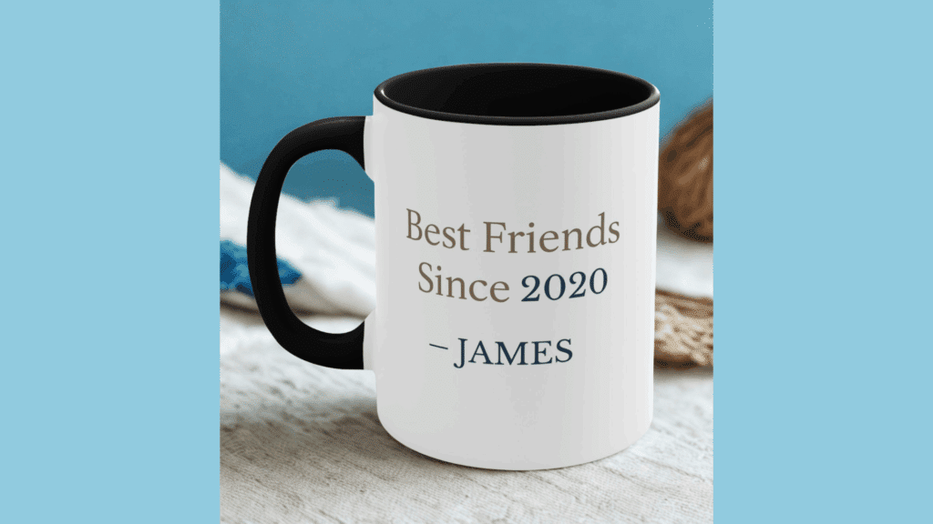diy valentine gift idea personalized best friends mug on table