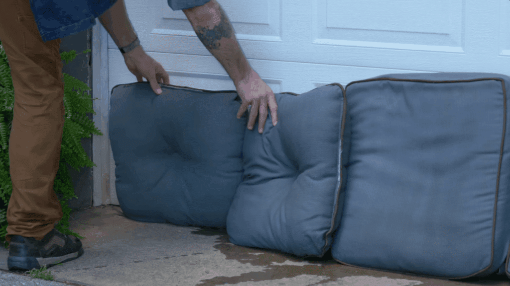 drying outdoor cushions in sun after rinsing to keep them fresh clean and ready to use