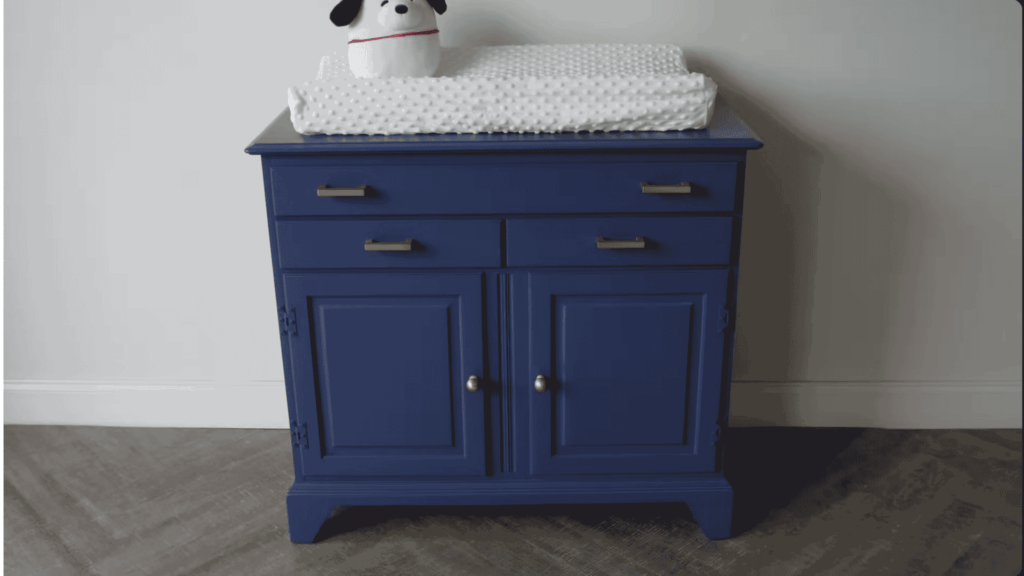 finished painted dresser makeover showing final result from how to paint furniture beginner project