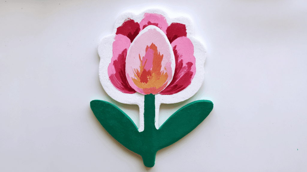 foam sheet flowers flower crafts made with colorful foam petals and green leaves forming a simple flower design