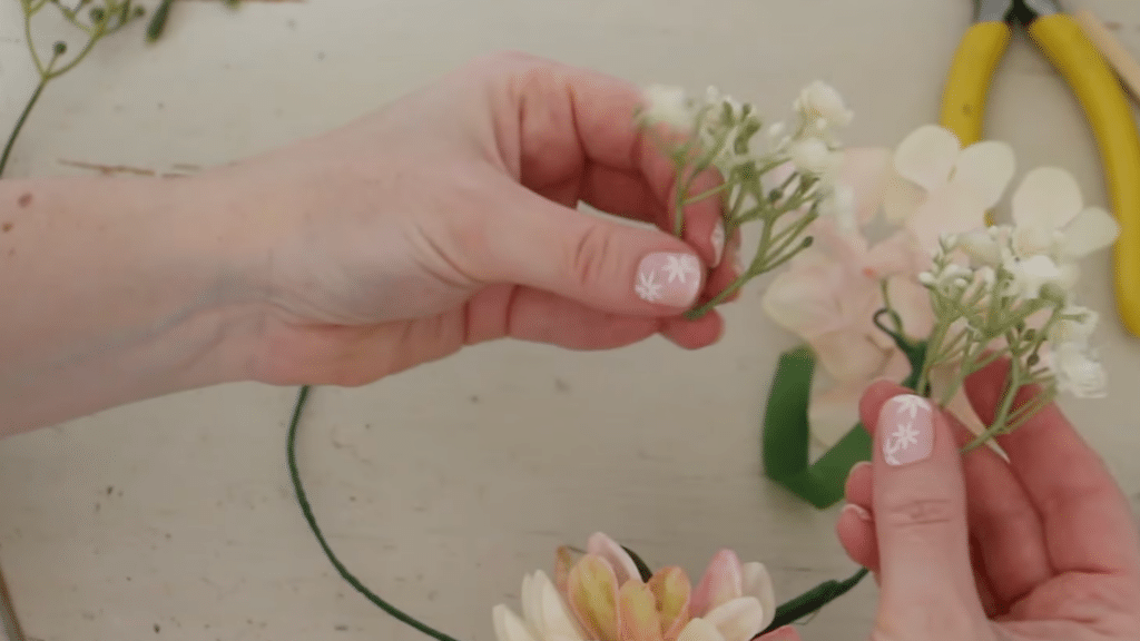 how to make a flower crown by selecting small flowers for the crown design