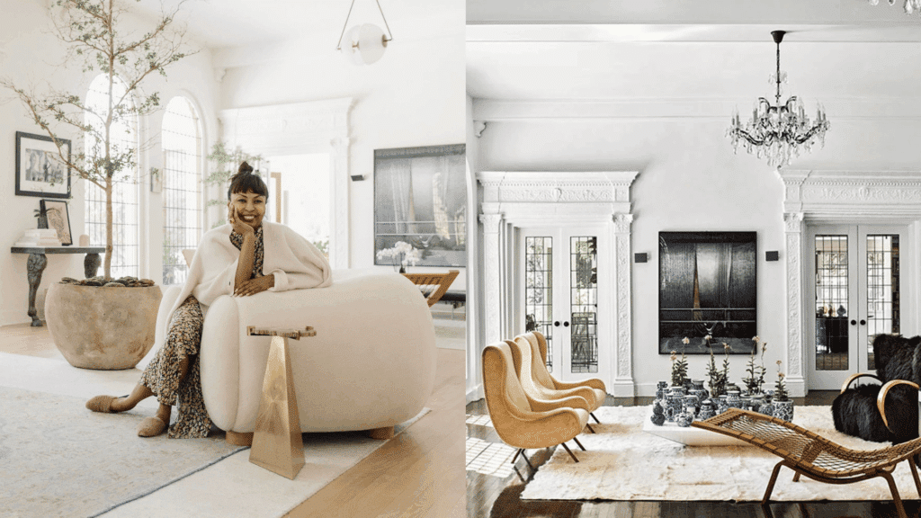 light airy modern living space with elegant white decor and cozy seating area