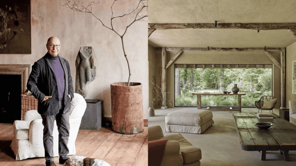 minimal rustic interior with natural wood and peaceful outdoor view