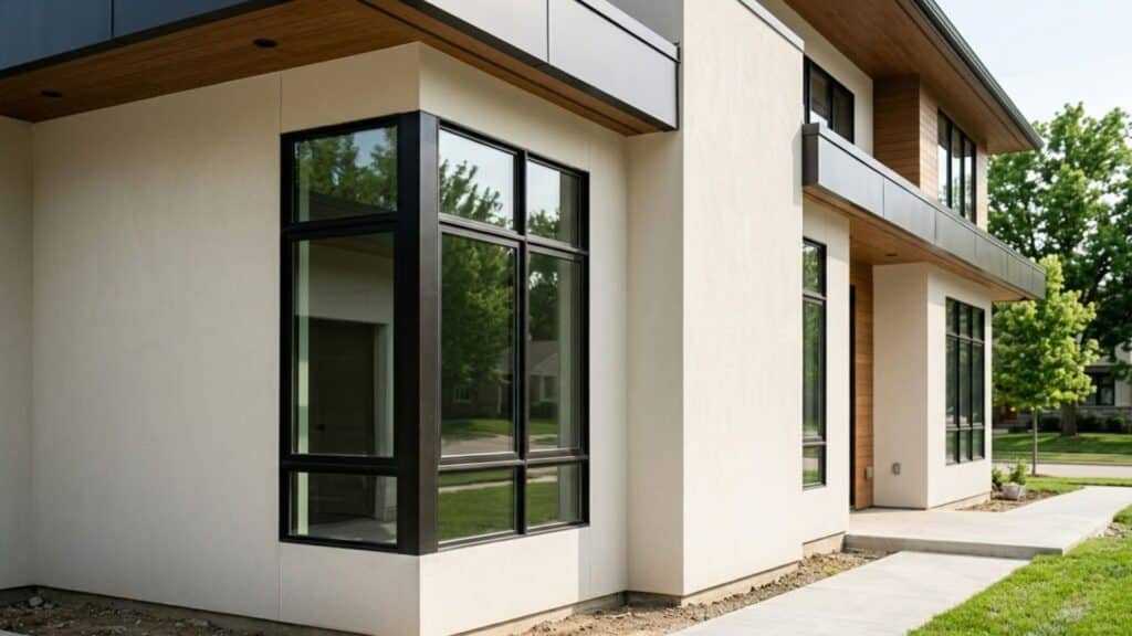 modern home exterior with smooth stucco wall finish