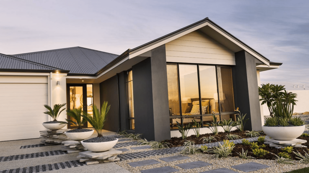modern home with a triangular gable roof design showing the structure as a helpful example when learning what is a gable roof