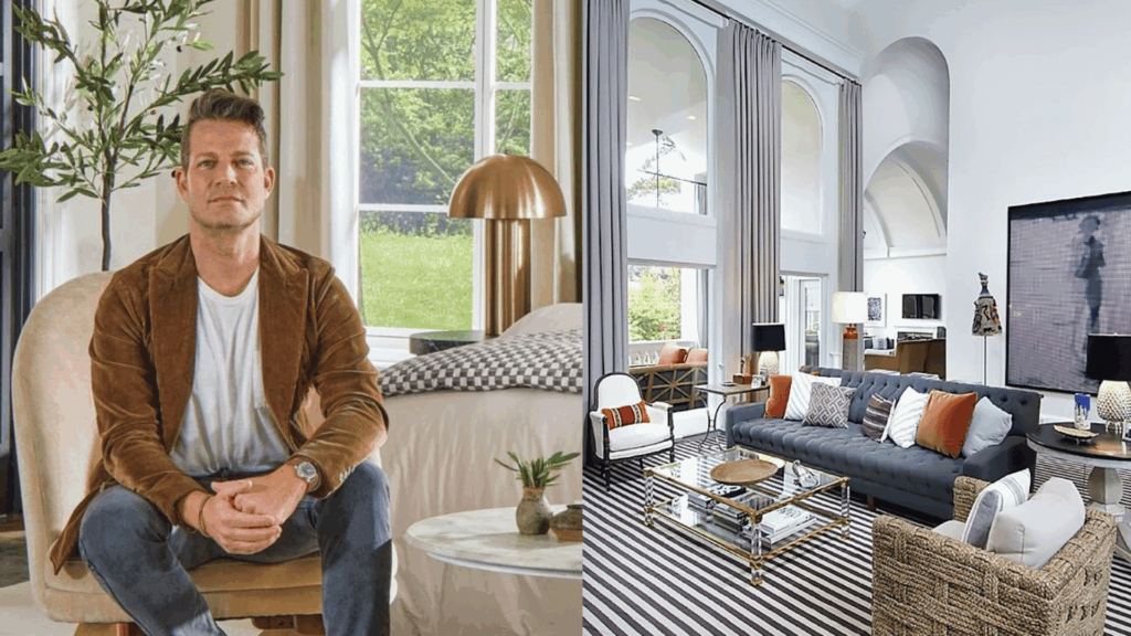 modern living space with high ceilings bright light and cozy seating