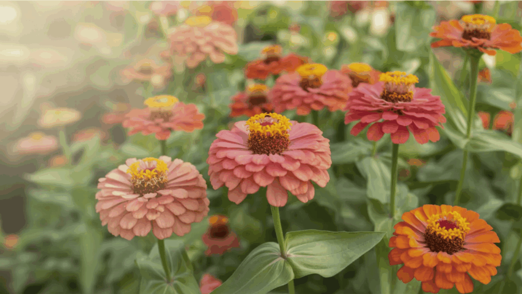 Do Zinnias Come Back or Die Every Year? oft peachy zinnias blooming in the garden do zinnias come back